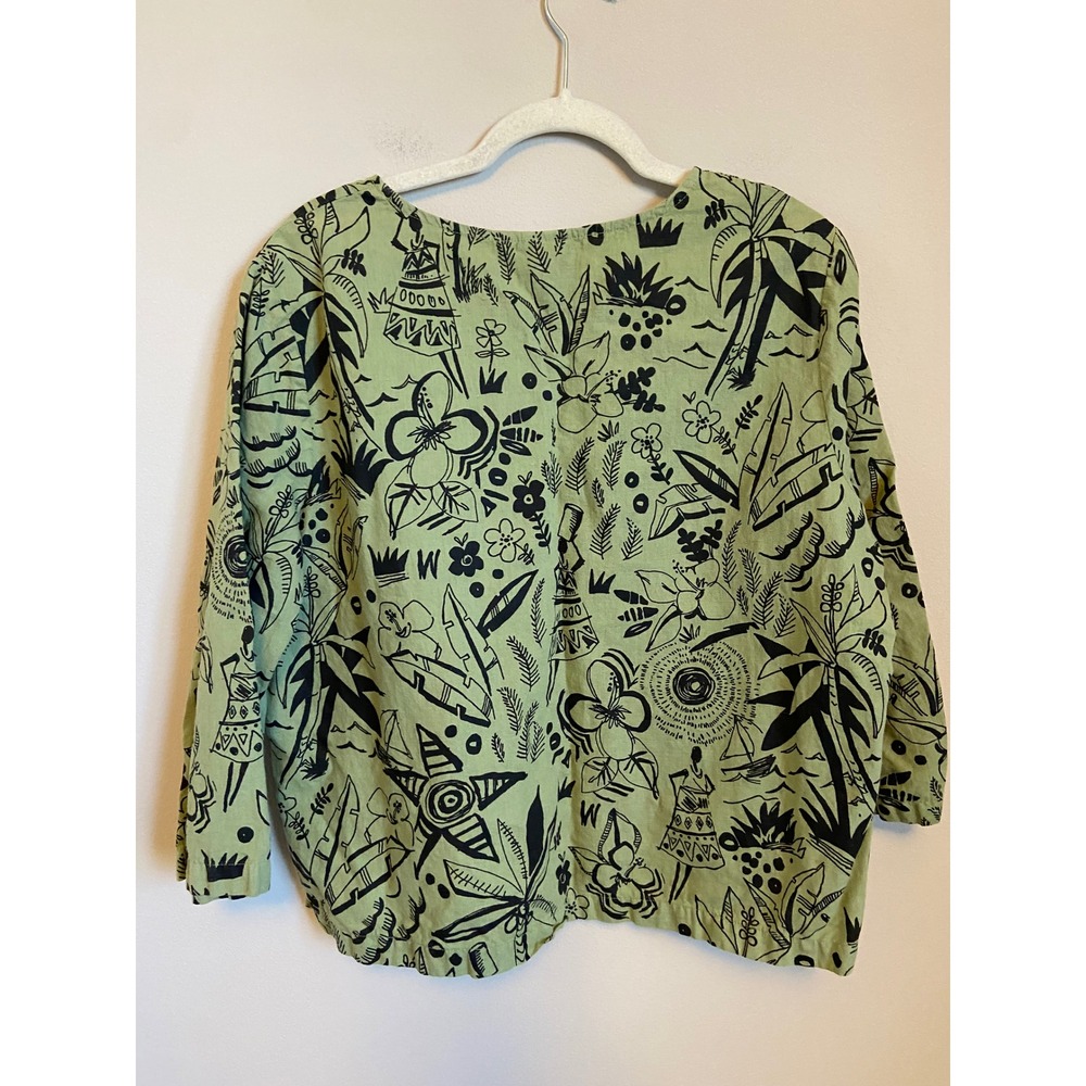 Hot‎ Cotton Linen Cotton Blend Abstract Print Round Neck Top XL - Picture 6 of 6